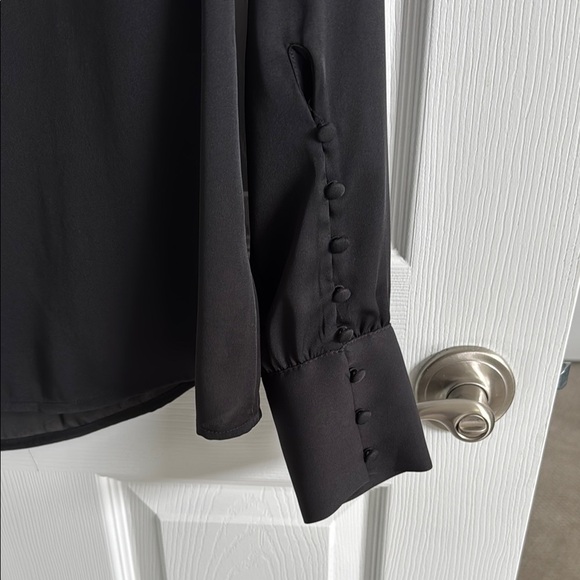 Express Black Long Sleeve Blouse with Rounded Neckline - Picture 5 of 5